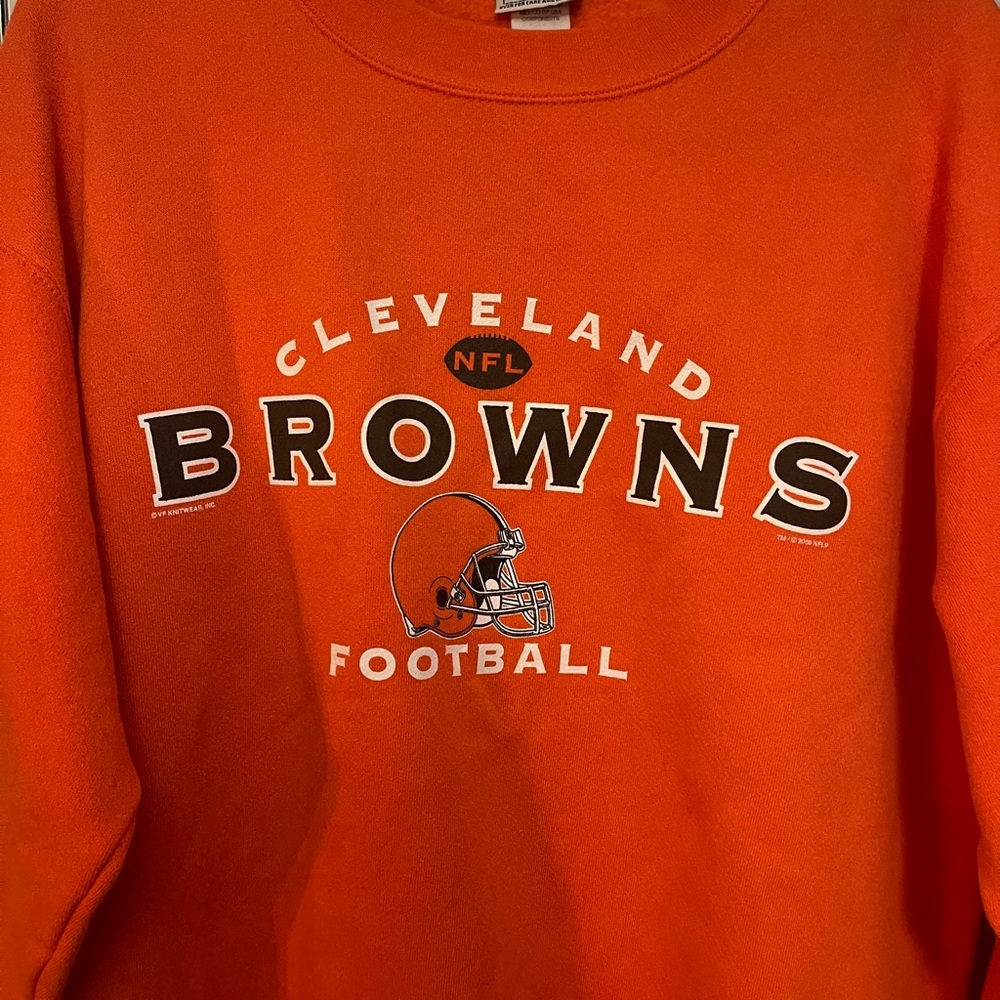 size large vintage (2000) y2k cleveland browns orange sweatshirt - Picture 2 of 4